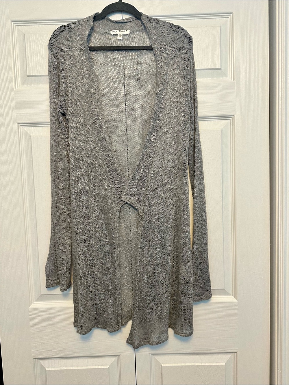 Say What? Light Gray Open-Front Knit Cardigan